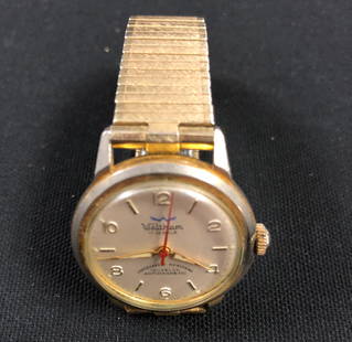 Waltham 17 Jewel Mens Swiss Made Watch Incabloc/Works: Description: Waltham watch MenÂ’s 17 jewel Incabloc in gold tone metal with mesh wrist band. Shipping: $12.00 within the United States only.