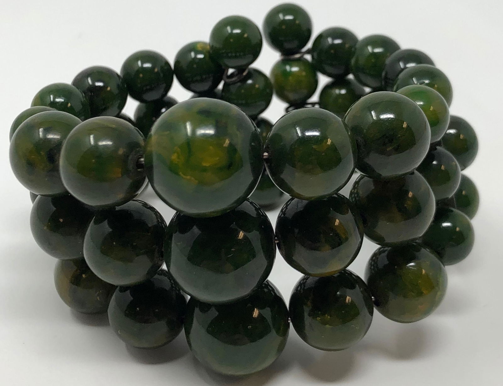 Dark Green Agate Beaded Bypass Bracelet (1 of 2)