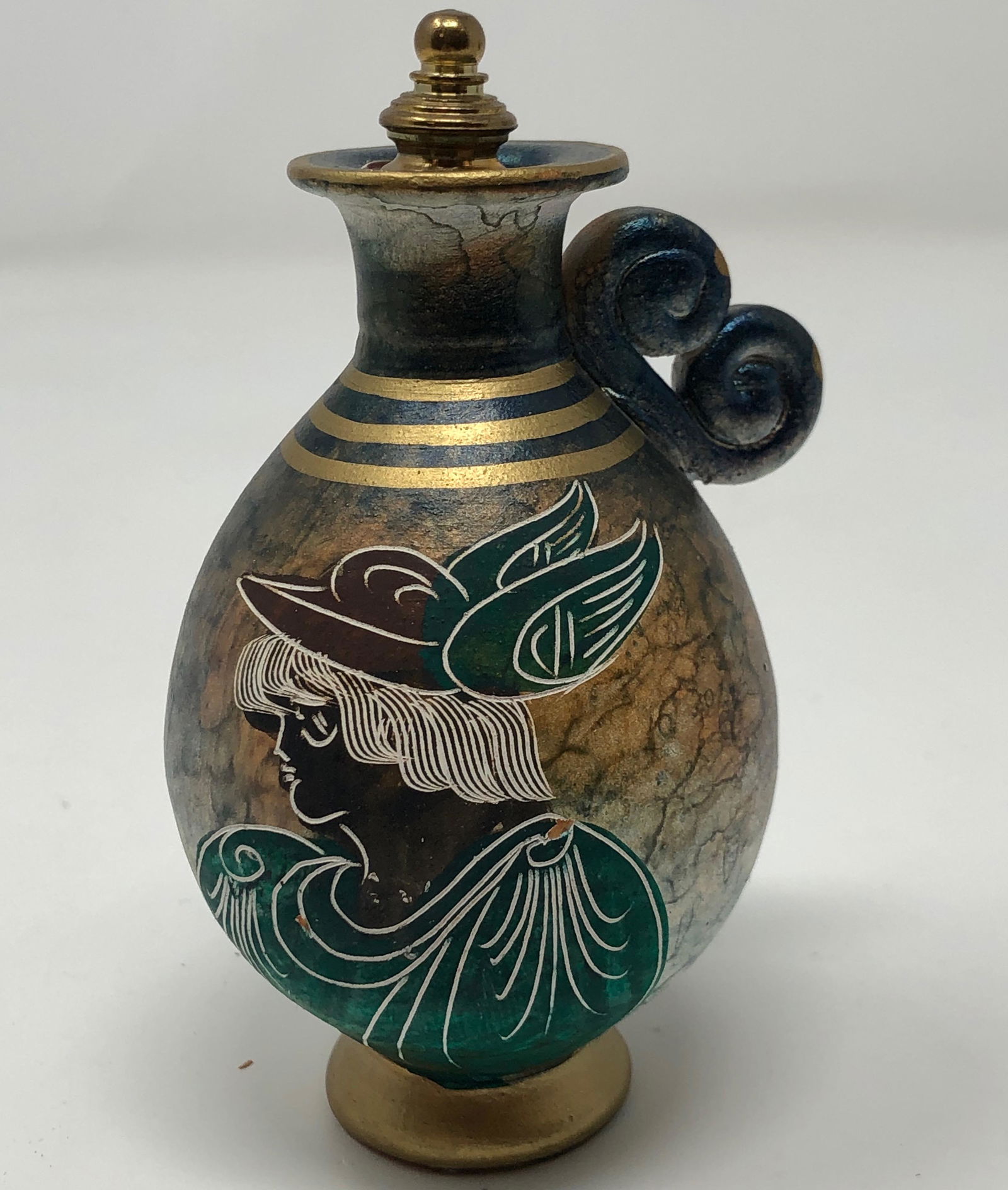 Petite Vintage Painted Terra Cotta Perfume Bottle (1 of 5)