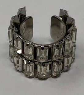 Glamorous Vintage Italian Terzorecchino Ear Cuff: Description: Fabulous Faux! Sparkling vintage rhinestone Italian Idemaria Ear Cuff II Terzorecchino BREV N 170307. Inscribed with manufacturer mark on interior. Material: metal; glass. Measurement:
