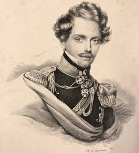 Antique Engelmann Royalty Lithograph: Description: Antique charcoal lithograph by Engelmann. Material: paper. Measurement: approximate 8" (INCHES). Shipping: $17; different rate to Alaska, California, Hawaii & all International.