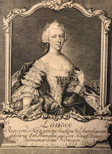Louise, Antique Royalty Lithograph: Description: Antique charcoal lithograph depicting Louise. Material: paper. Measurement: approximate 6" (INCHES). Shipping: $17; different rate to Alaska, California, Hawaii & all International.