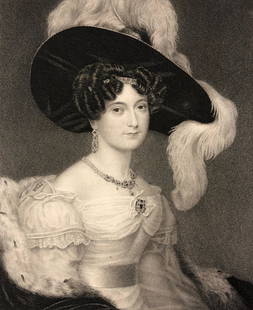 Victoria-Mary-Louisa, Duchess of Kent, Antique: Description: Antique lithograph depicting Victoria-Mary-Louisa, Duchess of Kent with her signature. By Fisher, Son & Co., London, 1834. Material: paper. Measurement: approximate 10" (INCHES).