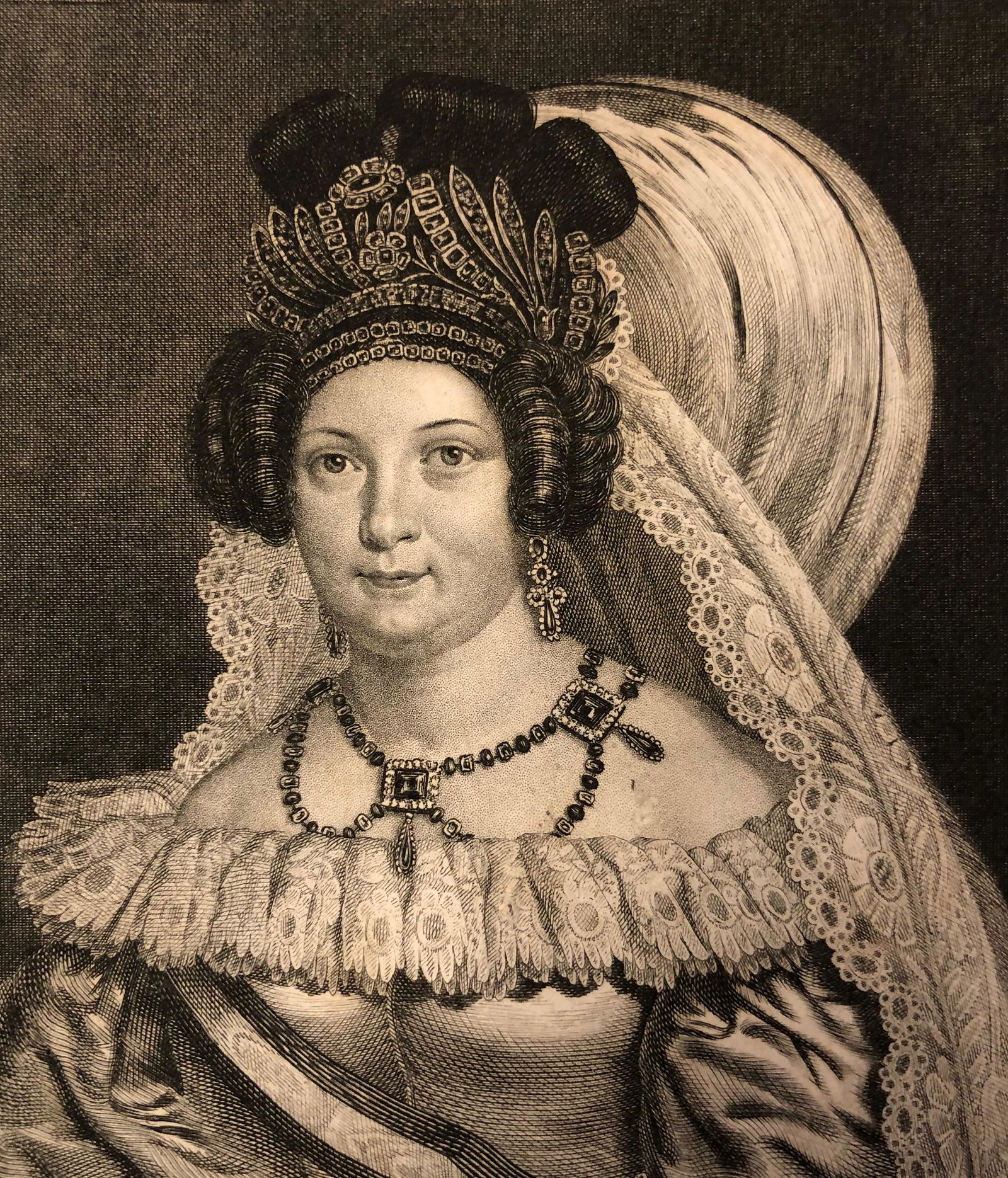 Queen Christine of Spain Antique Engraving (1 of 4)