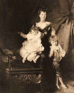 Autographed F. Jenkins Lithograph: Description: From F. Jenkins Heliog, Paris, lovely charcoal tinted antique lithograph of the Countess of Chesterfield, from 1902, signed by subject. From a portrait by Ellis Roberts. Printed on heavy