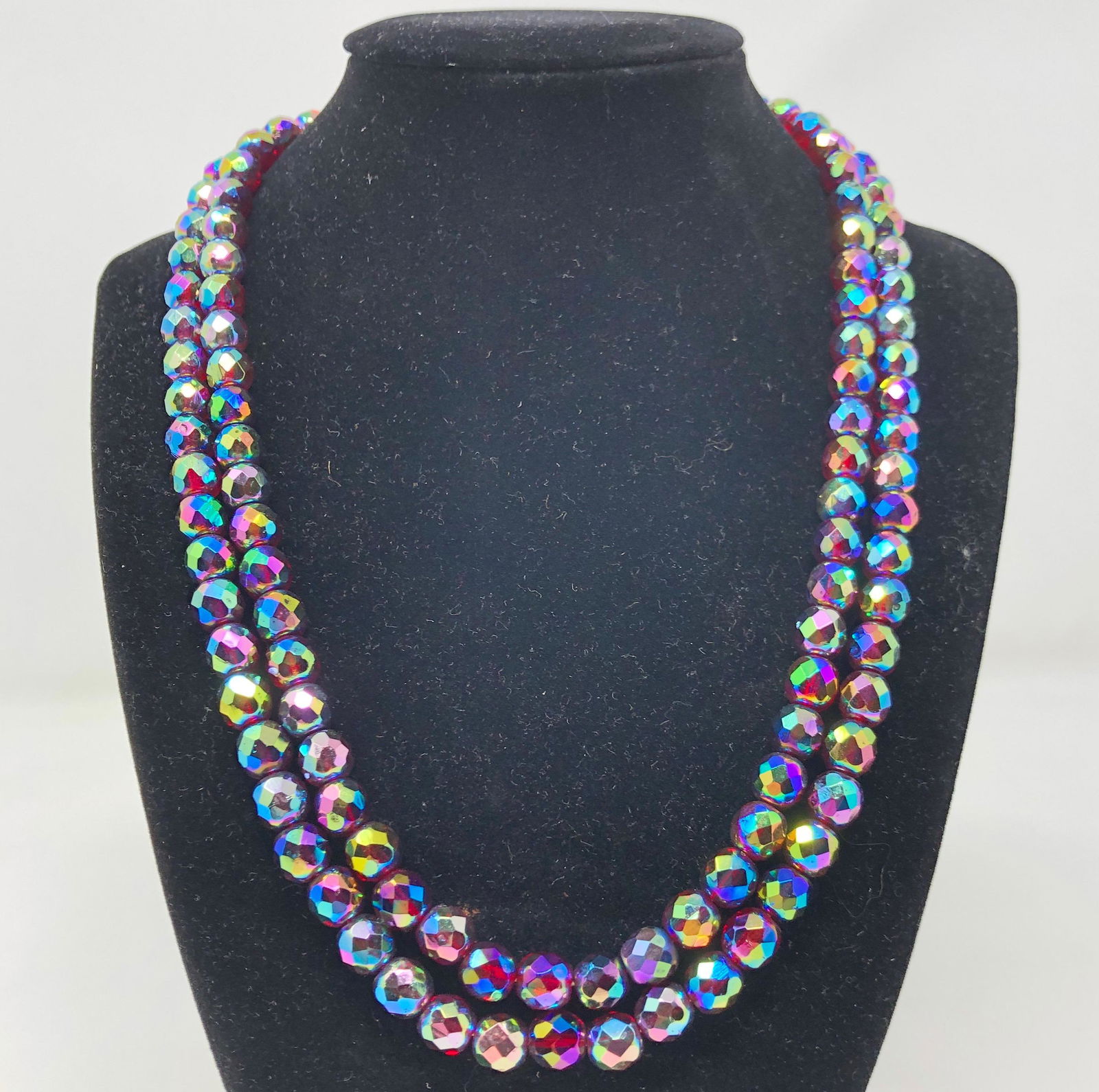 Vintage Aurora Borealis Beaded Double-Strand Necklace (1 of 2)