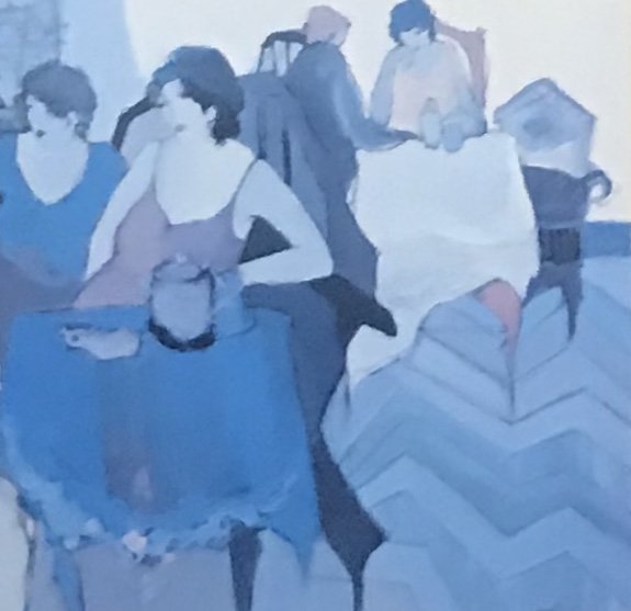 Captivating Itzchak Tarkay Watercolor?: Description: This is a captivating, serene study of woman in blue! Smaller sized, beautifully framed and matted watercolor painting by Israeli artist Itzchak Tarkay (1935-2012). Tarkay is especially k