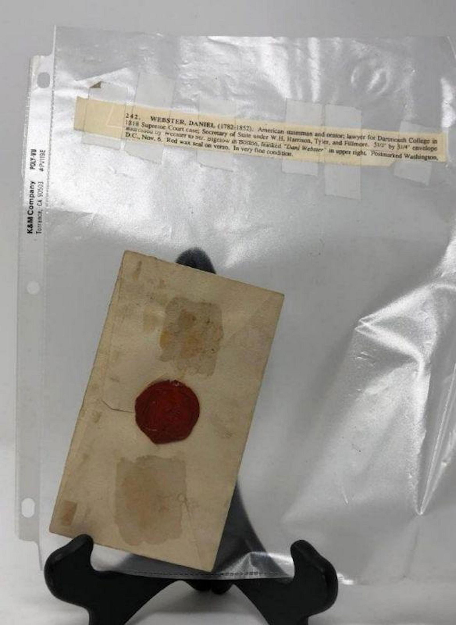 19th Century Daniel Webster Letter/Wax seal (1 of 4)