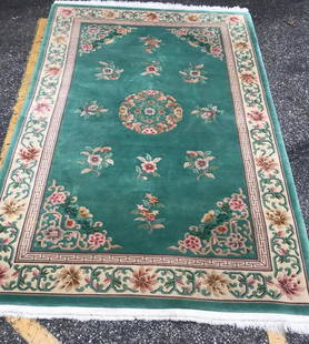 Gorgeous Oriental Chinese Wool Rug W/ Certification: Description: Gorgeous Oriental Chinese Wool Rug With Certification, Material: 100% Wool. Measurement approximate: 9.4 ft x 6 Ft. Certification: Yes. Condition: Very Good. Shipping cost: Pick up only.