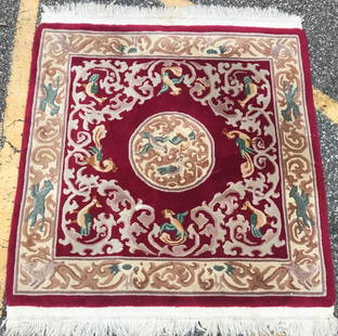 Antique Oriental Chinese Wool Rug: Description: Gorgeous Oriental Chinese Wool Rug. Material: 100% Wool. Measurement approximate: 5 ft x 4 Ft. Condition: Very Good. Shipping cost: $150. International shipping ate applies. Different