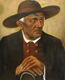 Monsignor in Reflection Oil on Canvas: Description: Monsignor in reflection. Medium: Oil on canvas Measurement: approximate 24"h x 21"w in frame;/painting 18" x 15" (INCHES). Shipping cost: $70. Different rate to Hawaii, Alaska &