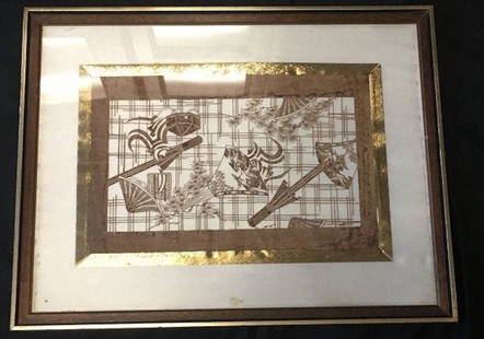 Paper Collage Art-piece (2): Description: Paper Collage Art-piece. Approximate Measurement: 18.5 x 24 inches. Material:Gilt decor collage on paper . Shipping cost: $60. Different rate to Alaska, Hawaii & California applies