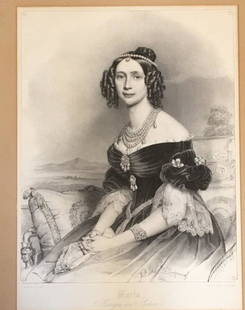 1842 Signed Maria German Pencil Lithograph: 1842 Maria German lithograph print . Approximate Measurement: 24 x 18.5 inches. Shipping cost: $55. Different rate to Alaska, Hawaii & California applies