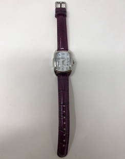 Invicta Lupah mother of pearl dial leather ladies watch: Description: Beautiful Iinvicta special edition Lupah mother of pearl dial, watch model no 0441, leather band. Water resistant to 100 feet. Purple leather band; face inscribed on reverse side with
