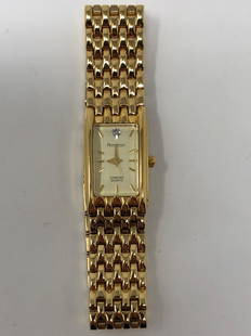 Armitron Diamond Quartz Gold Tone Watch 25/6182 753H: Description: Very elegant Armitron Diamond Quartz gold tone ladies watch 25/6182 753H Thailand Movement, stainless steel back. Material: metal; glass. Measurement: approximate size 7. Shipping: $15;