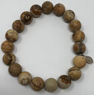 Vintage Barse Jasper Bracelet with Sterling Charm: Description: Vintage Barse Jasper Bracelet with Sterling Silver charm. Slides over hand to wrist, slight stretch. Crafted and finished by hand; beautiful genuine jasper 10mm beads with a polished