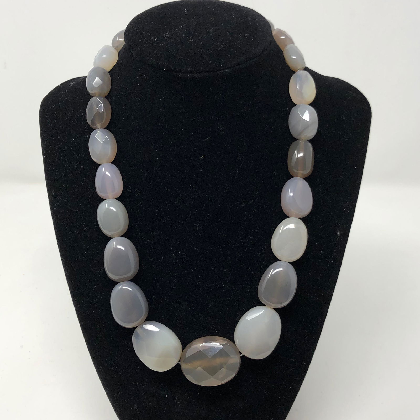 Lustrous Gray Natural Stone and Sterling Necklace (1 of 2)