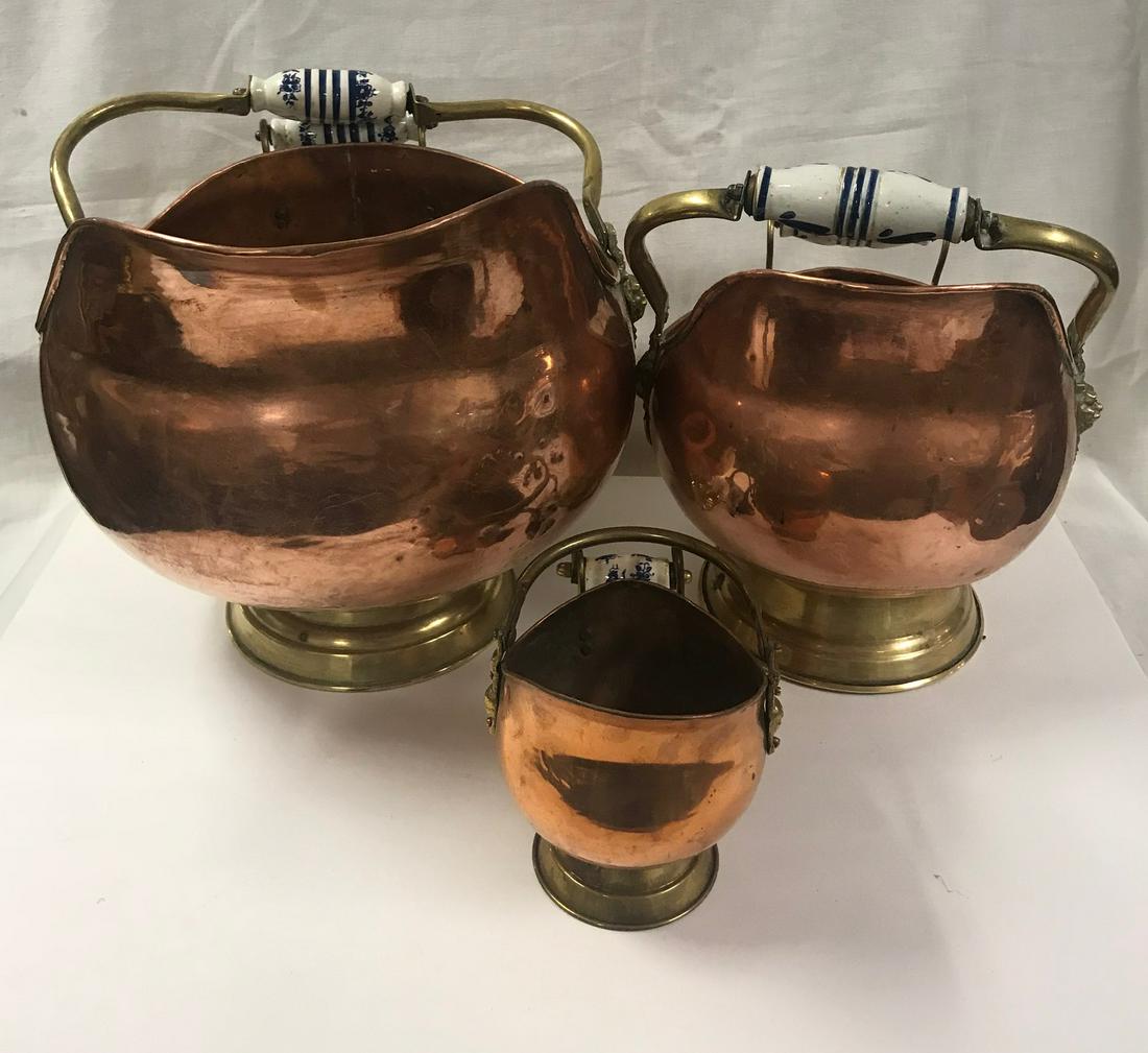 Vintage 3 set copper/ Brass Holland pitcher w/Handle (1 of 9)