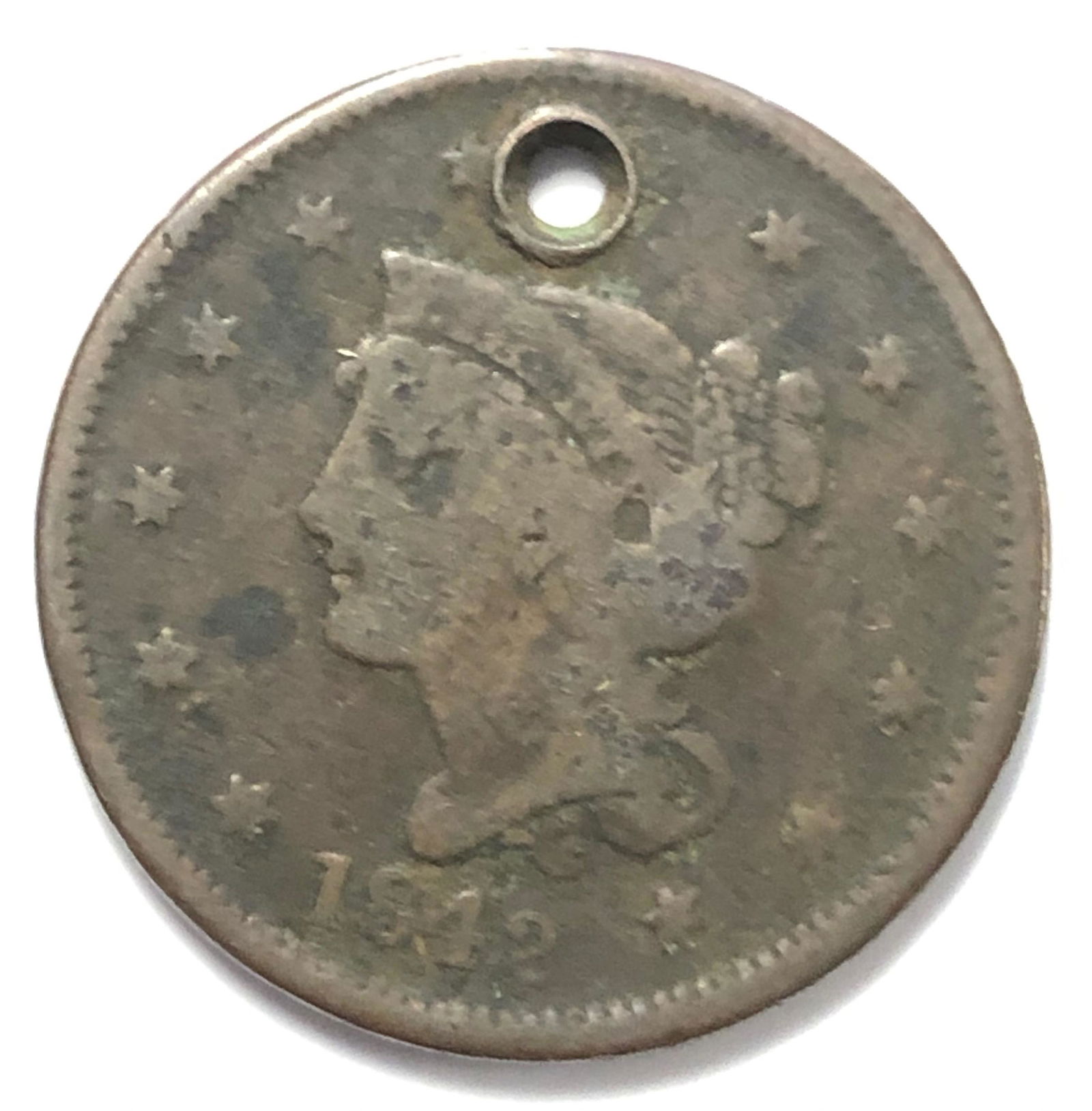 1842 US Large Cent holed (1 of 2)