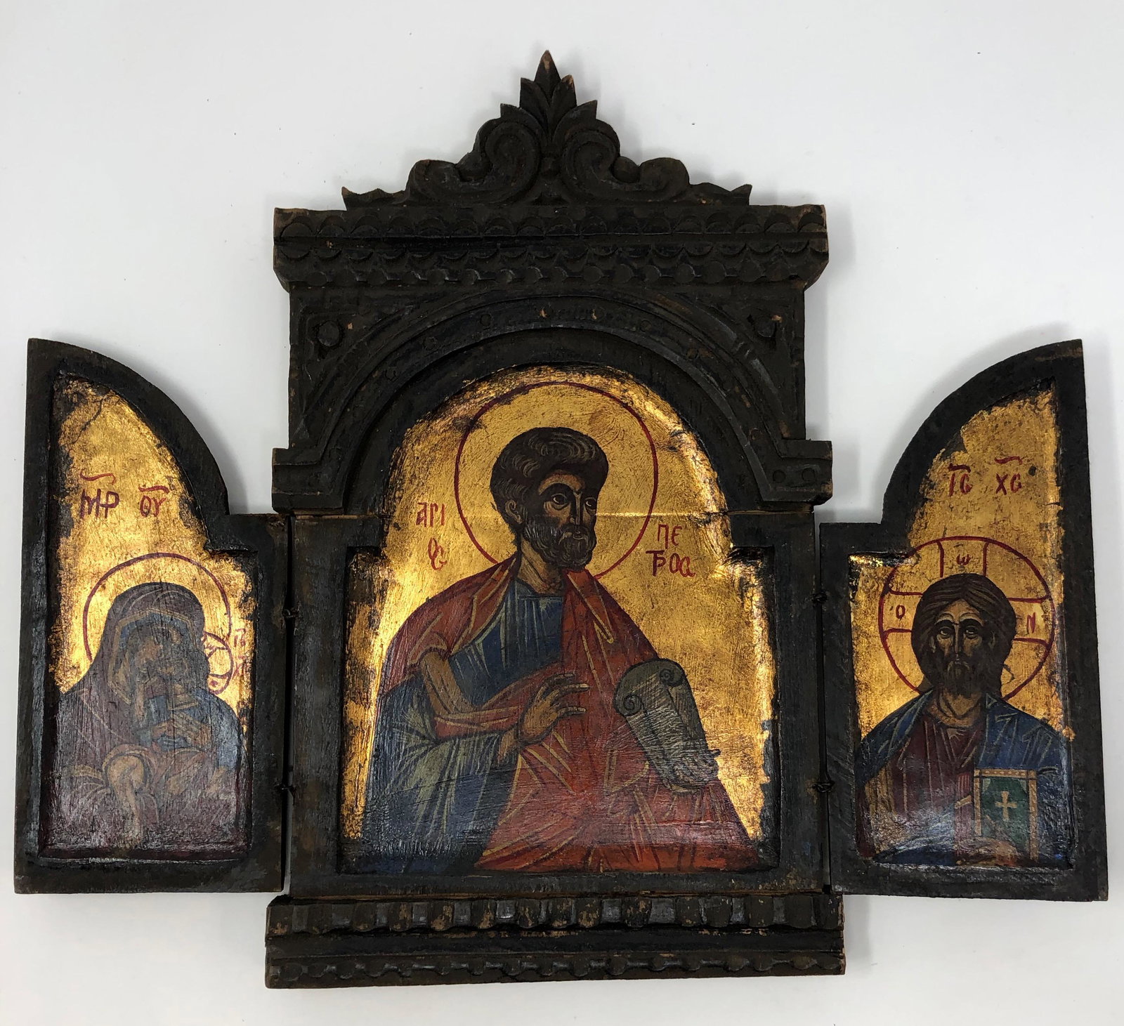 Antique TRIPTYCH Folding Orthodox Greek Religious Icon (1 of 6)