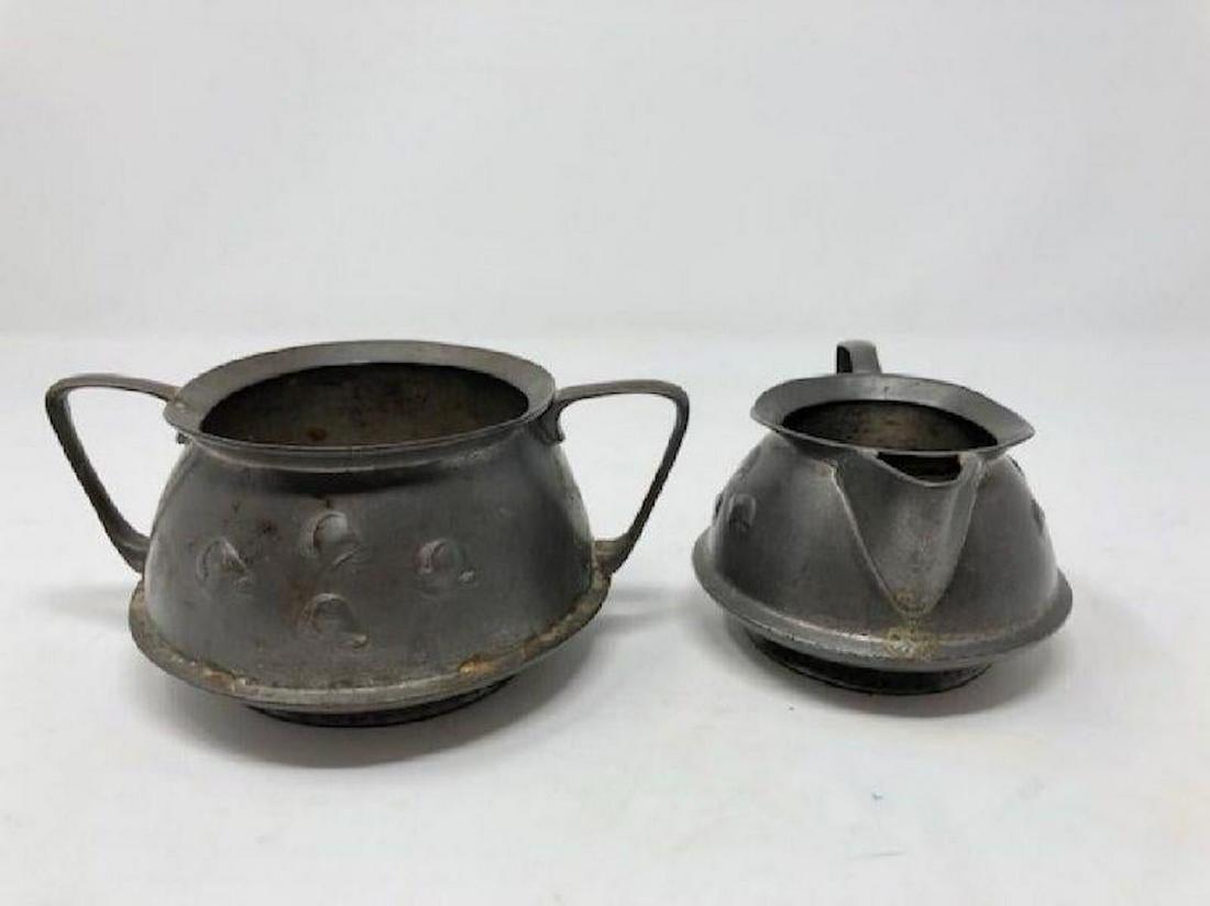 Antique Tudric Pewter Creamer and Sugar Bowl, 0303 (1 of 9)