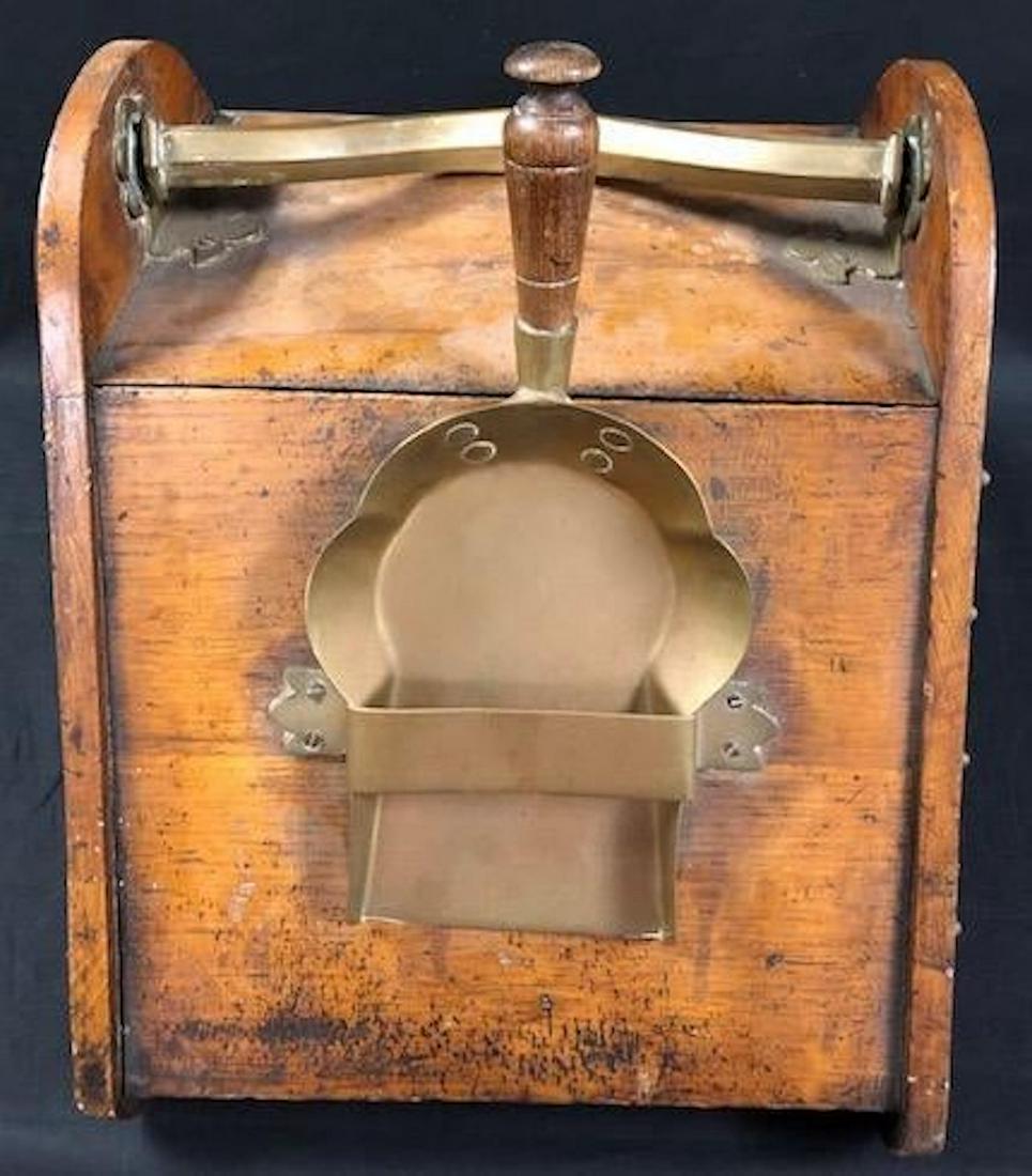 Antique Wood and Brass Coal Scuttle (1 of 5)