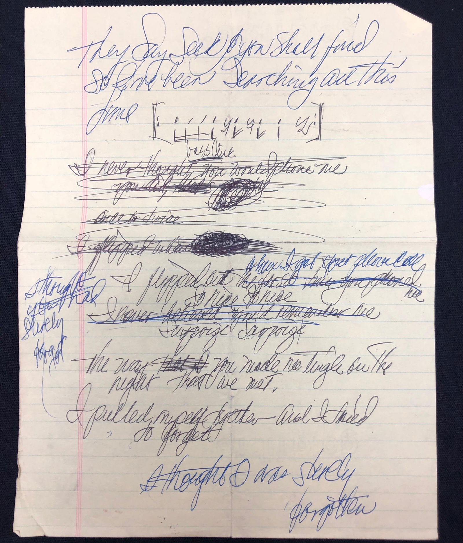 Handwritten Lead sheet notes yellow legal paper to THEY (1 of 2)