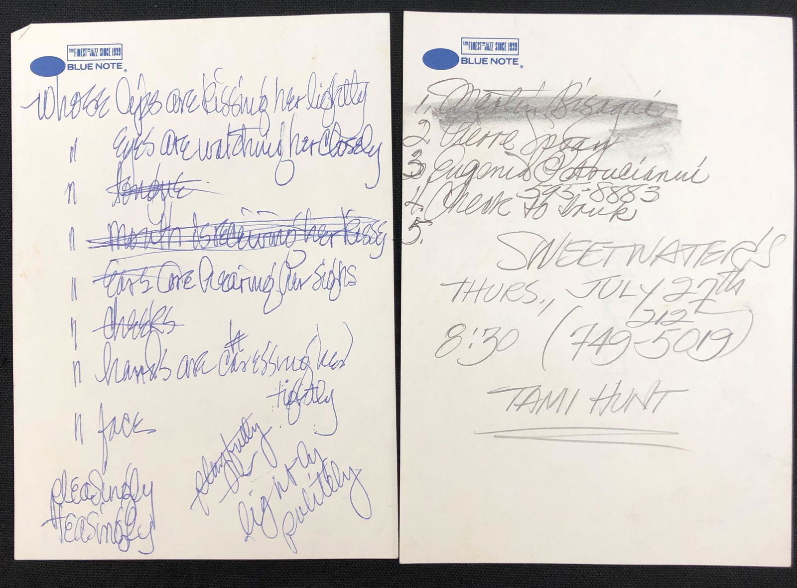 Handwritten set lists? & notes on BLUE NOTE records (1 of 2)