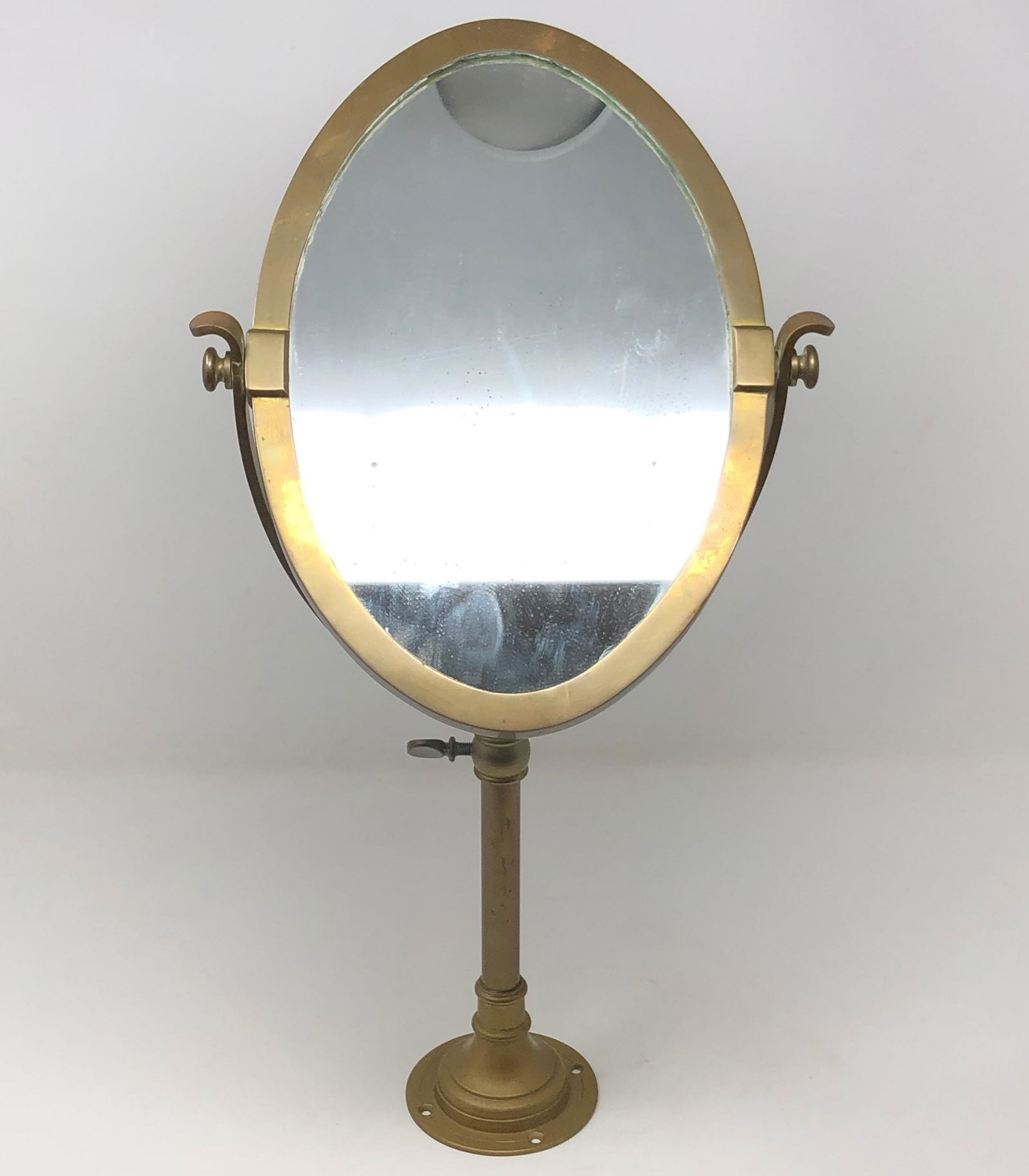 Antique Brass makeup mirror oval swivel two glasses (1 of 3)