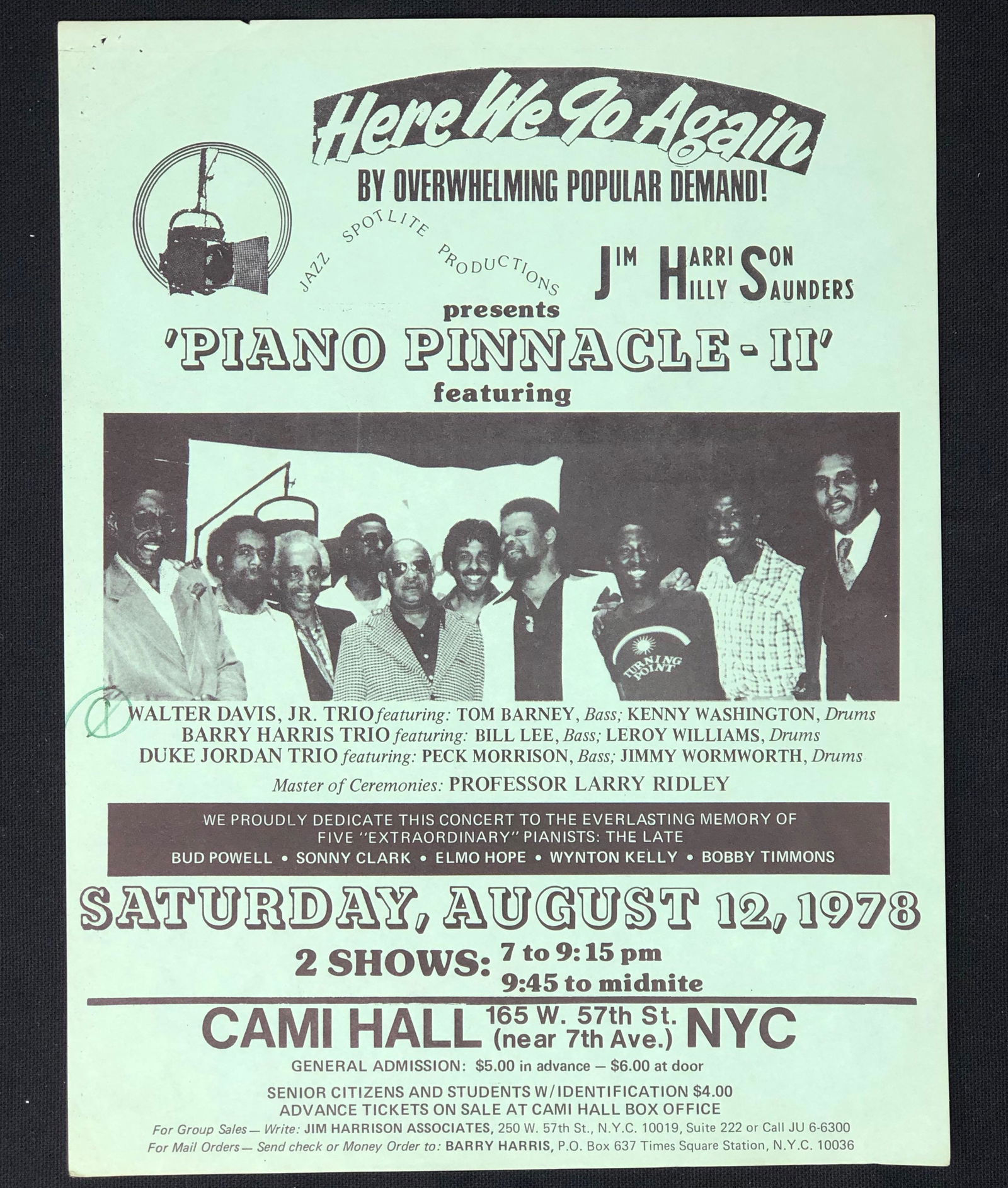 Music event 8 x 10 poster flyer WALTER DAVIS JR (1 of 2)