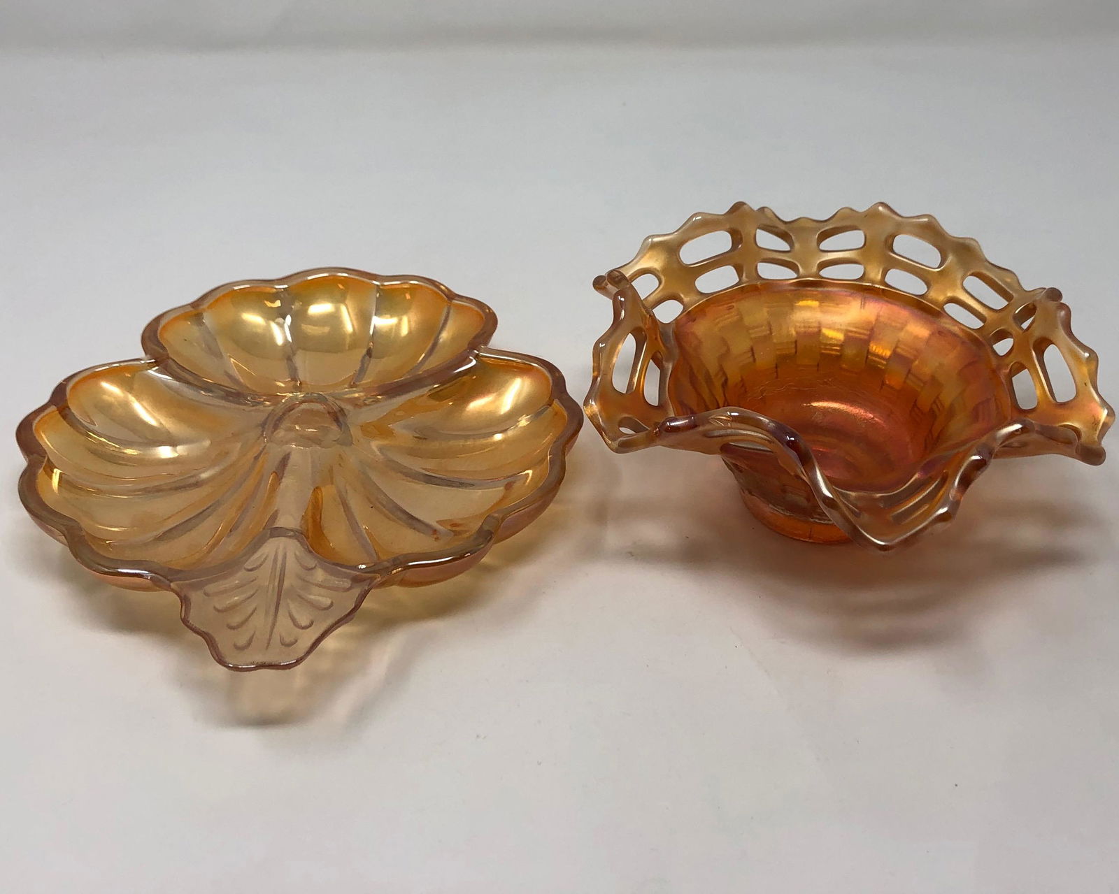 Vintage Orange Opalescent Glass Candy Dish Pair (1 of 7)