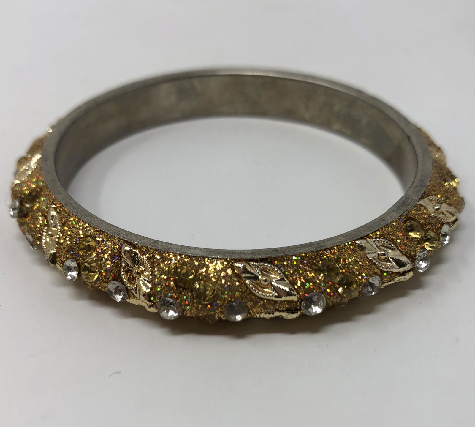 Delightful gold toned sparkle glitter with leaf pattern (1 of 2)