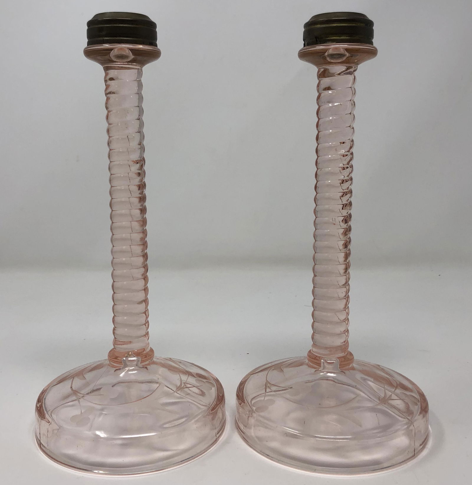 Pink glass candleholder set of 2 (TWO) (1 of 5)