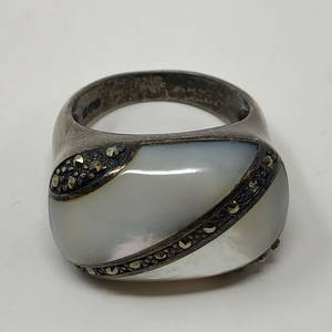 Men's Ring White stone tiny white clear stone stripes