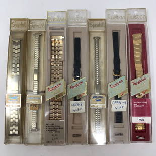 SPEIDEL LOT OF SEVEN (7) Vintage Watchbands new in: SPEIDEL LOT OF SEVEN (7) Vintage Watchbands new in original boxes, note cases are faded with age, some original price stickers onApproximate measurements: 8 x 1.25 x 1 inches each ;Materials: