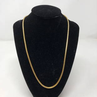 Pretty Goldtone braid chain clasp necklace: Pretty Goldtone braid chain clasp necklaceApproximate measurements: 20 inches total length;Materials: metal;Condition: used, good;Shipping cost: $12. Different rate to California, Alaska, Hawaii and