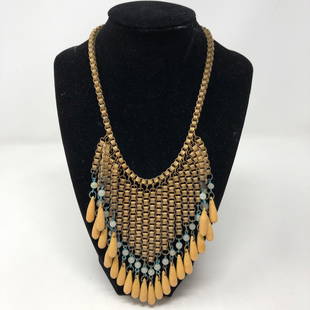 GODDESS 4 Strand faux Pearl necklace Goldtone brooch: GODDESS 4 Strand faux Pearl necklace Goldtone brooch stones studdedApproximate measurements: hanging studded pendant 3 inches across x 3 inches, 8 total rows of pearls each about 7 inches long, 4 to