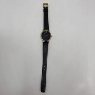 Mobado black & gold, Pulsar Leather Band; base metal: Mobado black & gold, Pulsar Leather Band; base metal bezel stainless steel back20.0700.305Approximate measurements: 8 inches total length ; 1.25 x 1.0 inches watch alone;Materials: metal, glass,