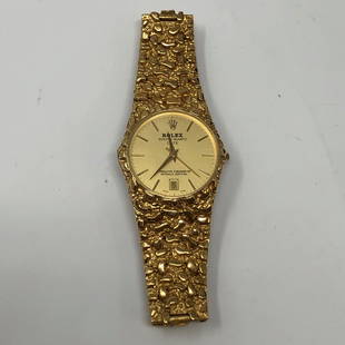 ROLEX gold men's watch OYSTER QUARTZ, gold band,: ROLEX gold men's watch OYSTER QUARTZ, gold band, superlative chronometer officially certified, SWISS MADEApproximate measurements: 8.0 inches total length, watch face 1.3 x 1.3 inches;Materials: 