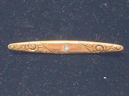 Vintage AVON Bar Pin 1970's w feathered swirl pattern &: Vintage AVON Bar Pin 1970's w feathered swirl pattern & tiny clear RhinestoneApproximate measurements: 2.25 x 0.25 inch;Materials: metal plate;Condition: used, good;Shipping cost: $12. Different