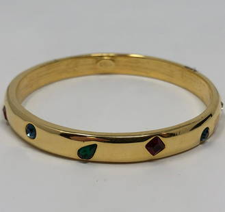 Heavy Gold plate ladies bangle/ Marked KJL: Discerption: Heavy Gold plate ladies bangle/ Marked KJL. Shipping cost: $12.00