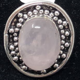 German Silver Ring w/ Rose Quartz: Description: German Silver Ring w/ Rose Quartz. Shipping: $5