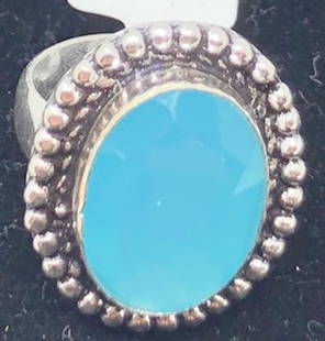 German Silver Ring w/ Calcydony: Description: German Silver Ring w/ Calcydony. Shipping: $5