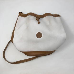 TOLEDANO LEATHER MONOGRAM ykk zipper shoulder bag,: TOLEDANO LEATHER MONOGRAM ykk zipper shoulder bag, mirror in bottom Approximate measurements: 12 x 12, bottom 6 x 9 , all measurements in INCHES;Materials: leather, metal, fabric, ;Condition: used,