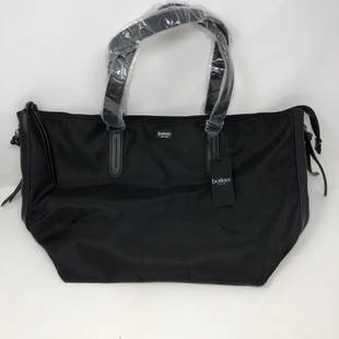 BOTKIER NEW YORK w tags black tote leather monogram bag: BOTKIER NEW YORK w tags black tote leather monogram bagAppears never used still has plastic wrapped cellephane on straps, BIG BIG space and flexible canvas bag with leather zipper handle inside side