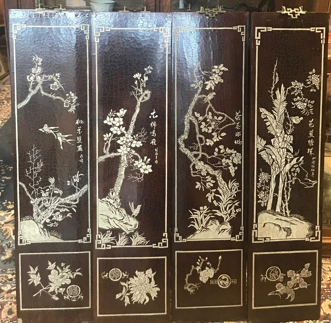 Vintage Mid-Century Chinese Carved Wood Panels, Floral (1 of 5)