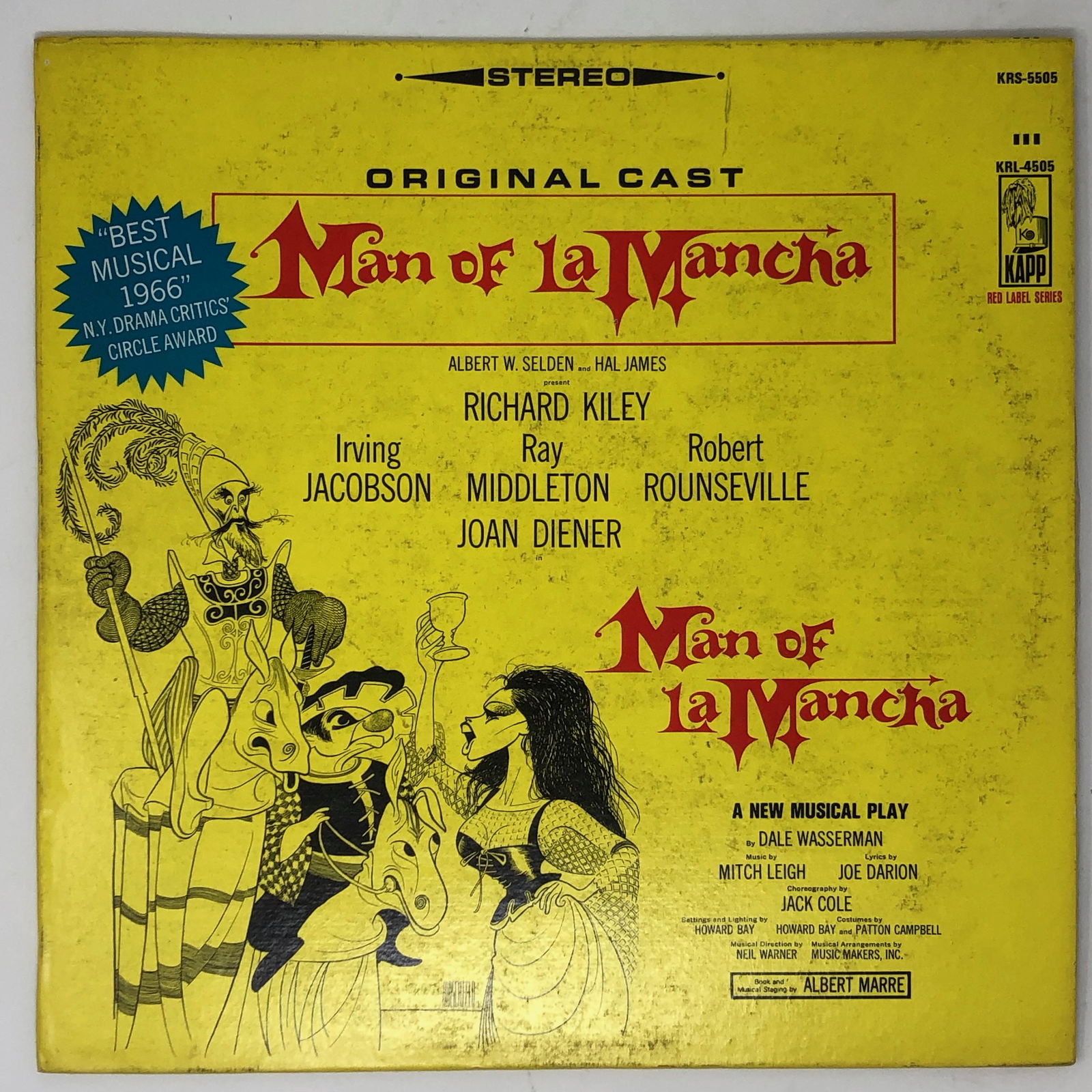 ORIGINAL CAST, MAN OF LA MANCHA, KRS-5505, KAPP RECORDS: ORIGINAL CAST, MAN OF LA MANCHA, KRS-5505, KAPP RECORDS;Category: VINYL RECORD(S);Approximate measurements: 7 x 10 inches;Materials: vinyl, paper;Condition: used, good, as is;Shipping cost: $6. Differ