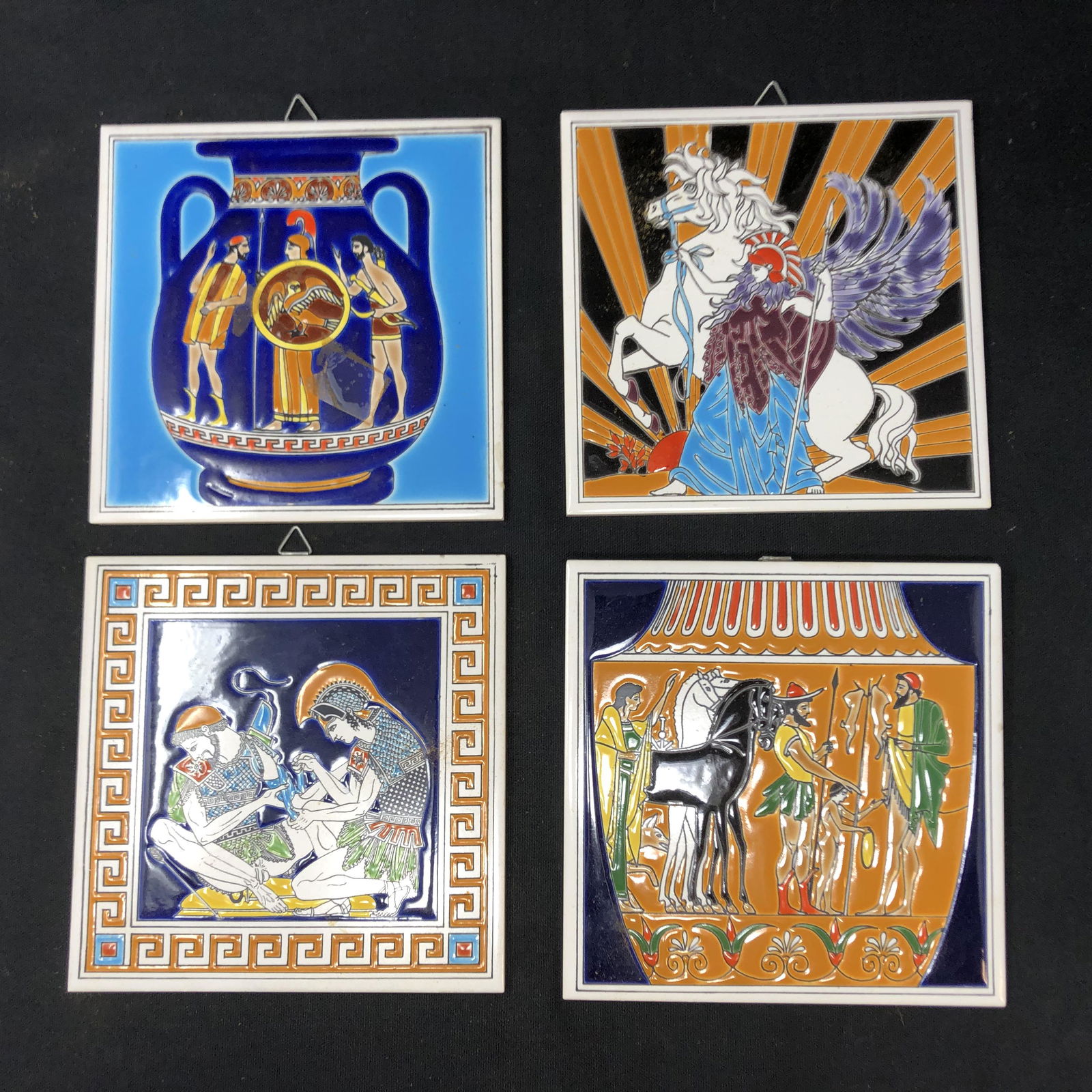 HAND MADE 4 VINTAGE CERAMIC TILES BY SMALTOTECHNIKI / (1 of 13)