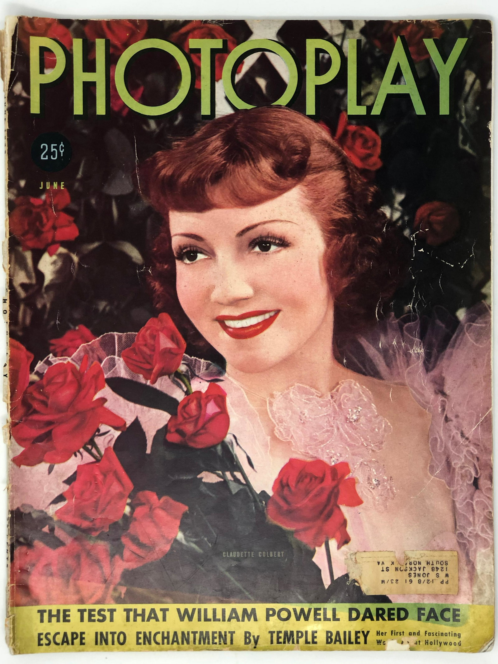 PHOTOPLAY , 25 cents June 1938: PHOTOPLAY , 25 cents June 1938;Category: ADVERTISING, MAGAZINES;Approximate measurements: 14 x 11 inches;Materials: Paper, (possibly) metal staples;Condition: used, good, as is;Shipping cost: $9. Diff