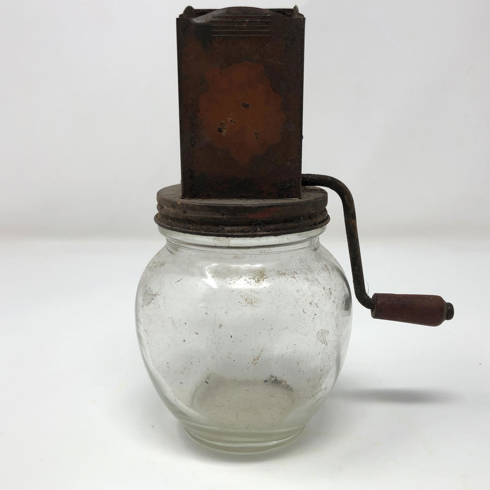 VINTAGE nut /coffee  GRINDER JAR 5935 wooden handle (1 of 4)